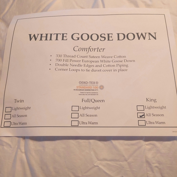 NWOT! Quince White Goose Down Comforter! Sz. King/ Cal King (Z13) - Picture 11 of 13